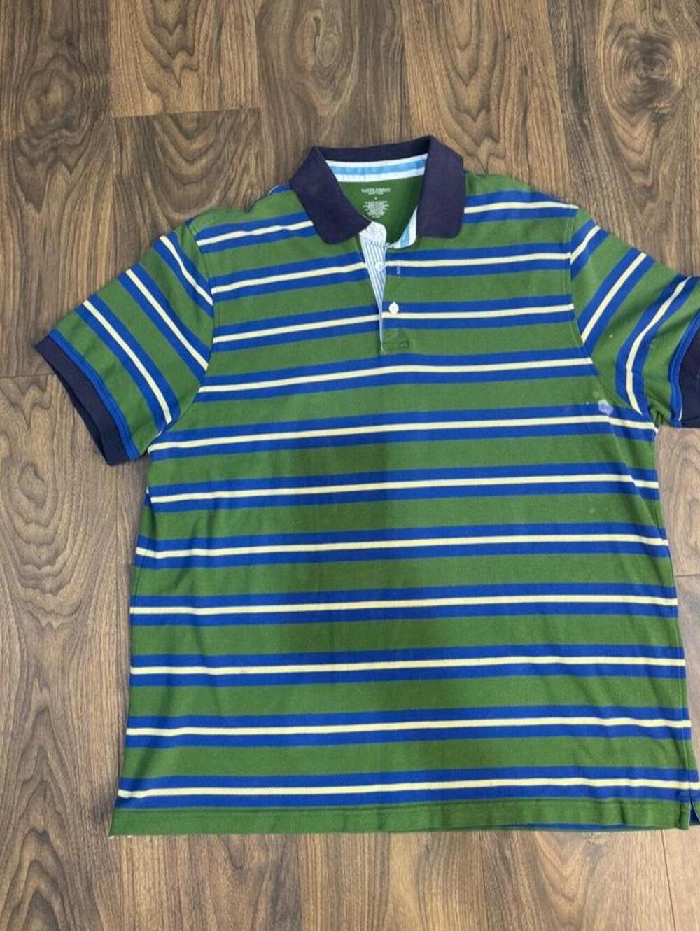 Vintage Y2K Saddlebred Striped Polo Shirt Mens XL Green Blue Yellow Golfcore